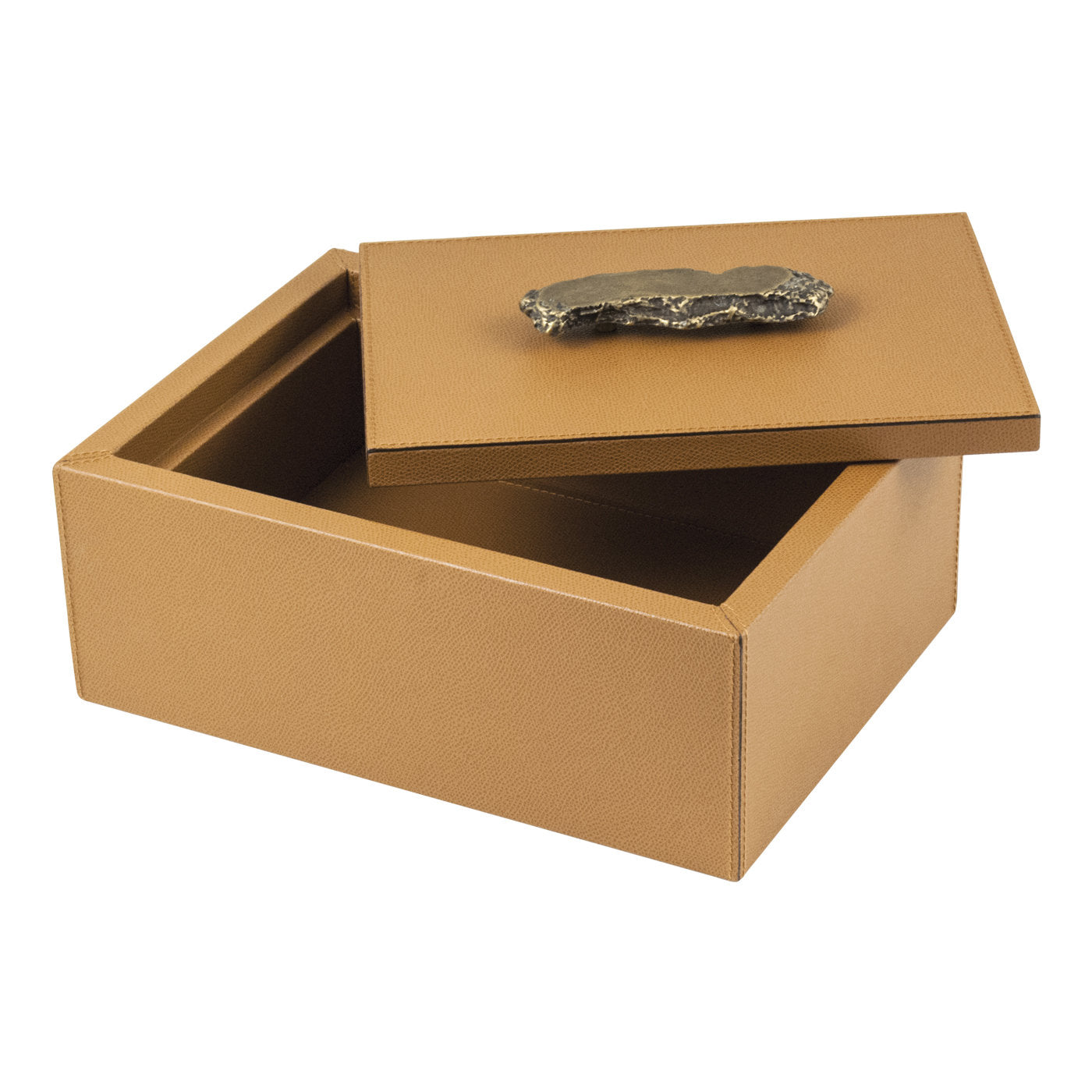 Rectangular box with open lid.