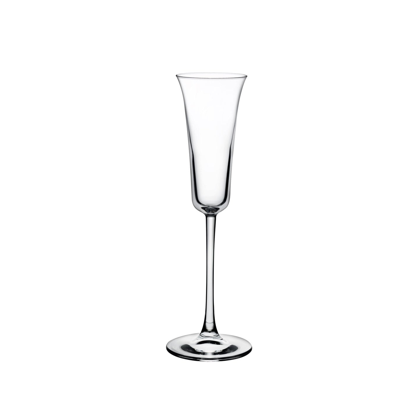 Long body, modern Grappa Glass with a long stem.