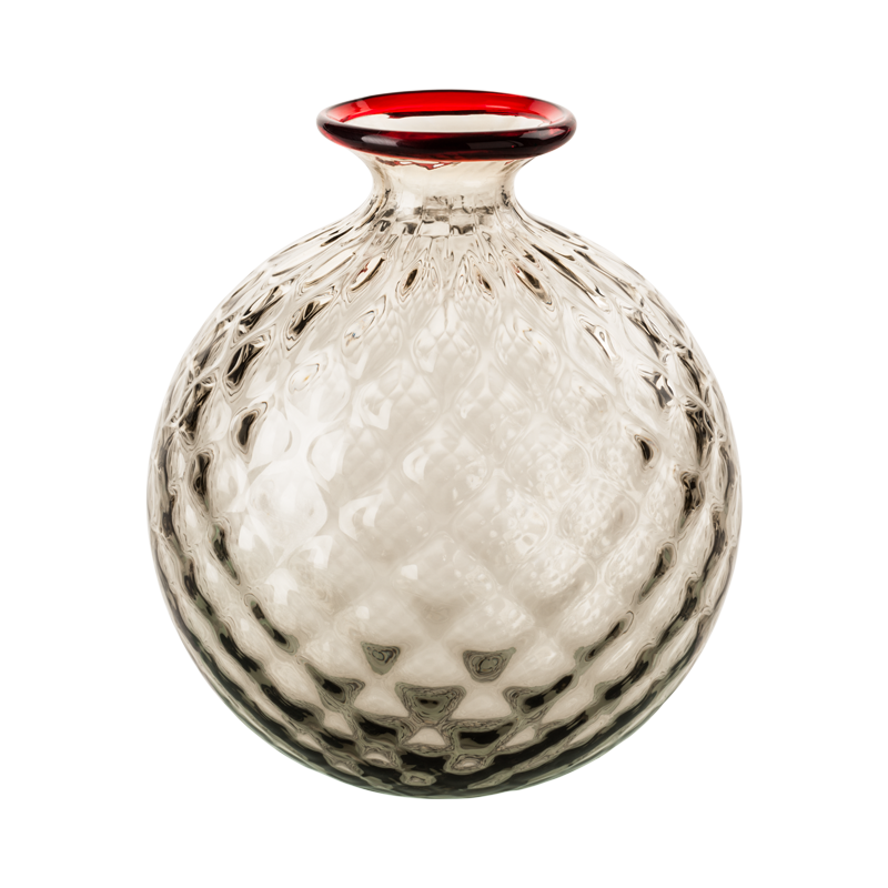 Monofiori Balloton vase by Venini in grey Murano glass. Handmade in Italy.