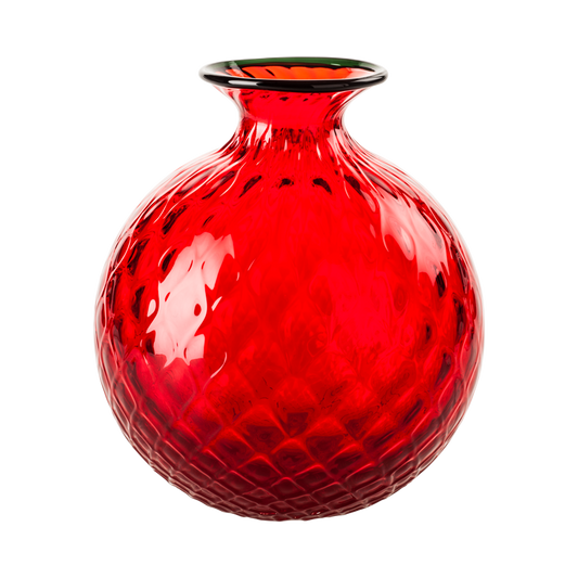 Monofiori Balloton vase by Venini in red / apple green Murano glass. Handmade in Italy.