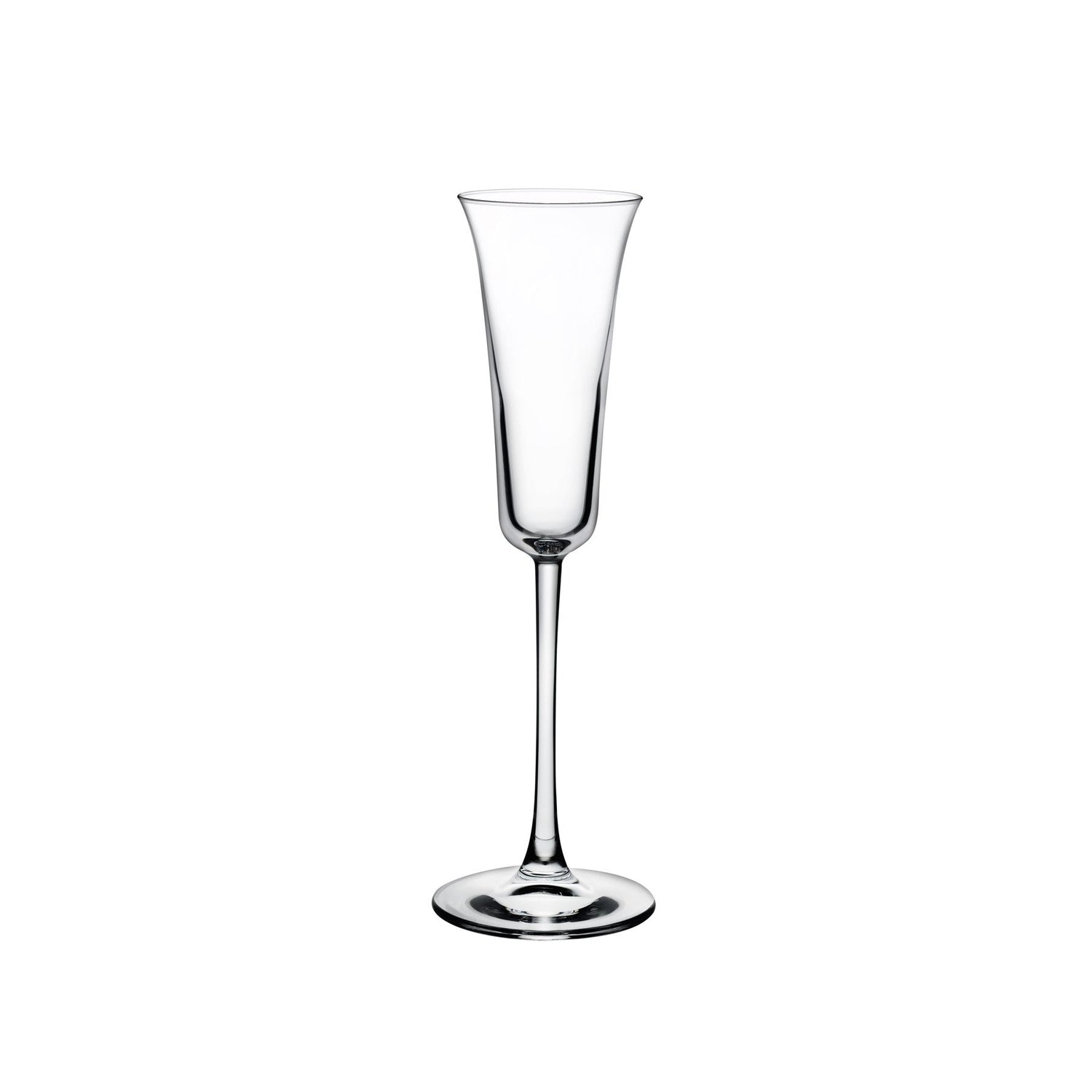 Long body, modern Grappa Glass with a long stem.