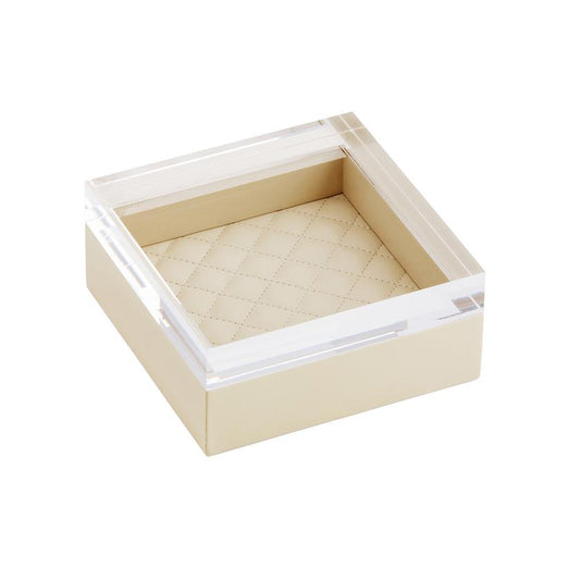 Leather Box with Quilted Lining - Square