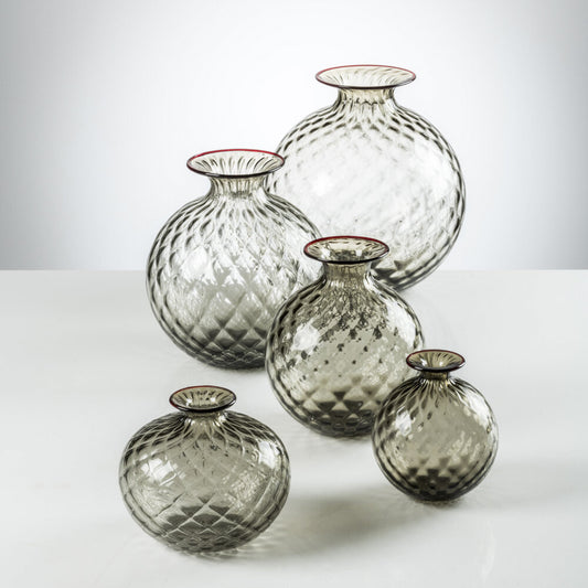 Monofiori Balloton vase by Venini in grey Murano glass in all sizes. Handmade in Italy.