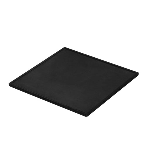 Square leather monochrome tray with leather border.